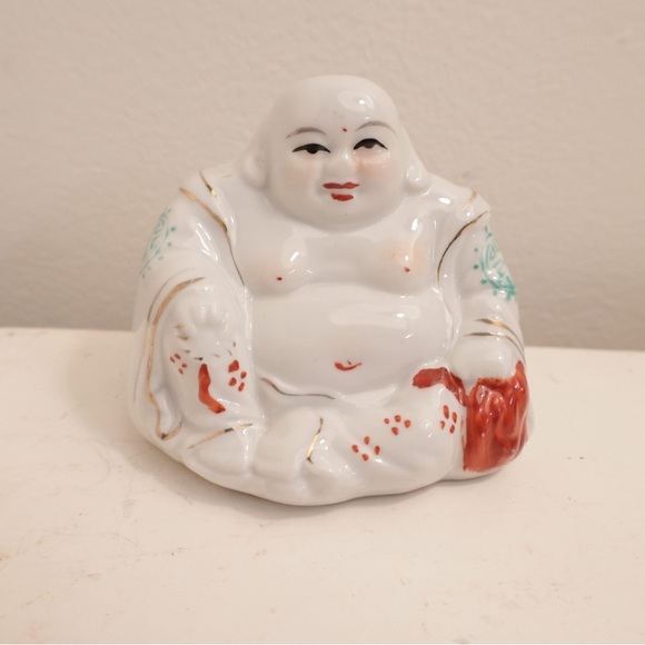 Buddha Colourful Ceramic Laughing Buddha Figurine Buddhism - Picture 1 of 2